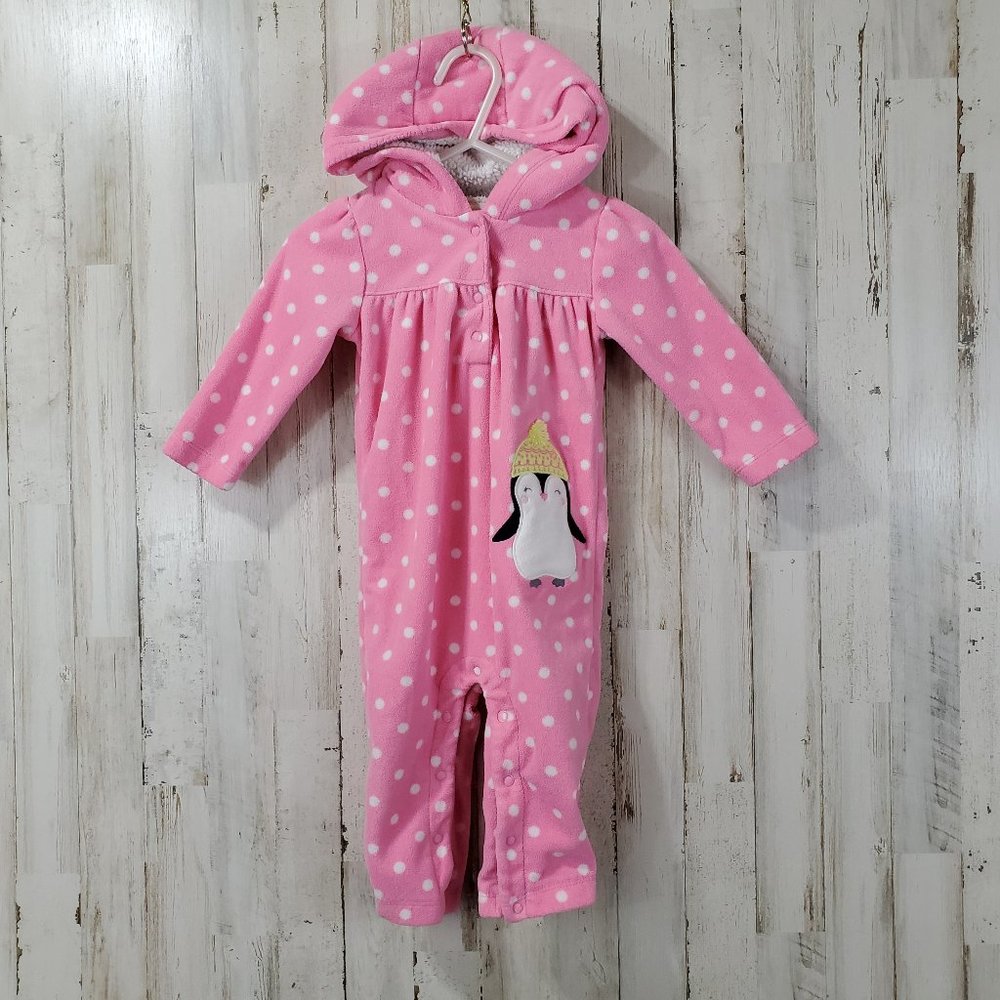 5/$25 Just One You Carter's Girls Romper 9M Pink Penguin H14